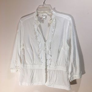 Swiss polkadot three-quarter length sleeve blouse